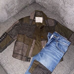 Banana Republic Kids Patchwork Jacket and Jeans Set - Brown and Blue
